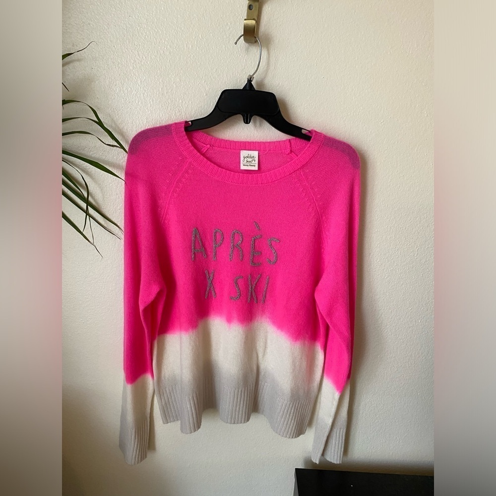 Golden Sun Women’s Cashmere Sweater Apres X SkI in Pink  Barbiecore Pullover